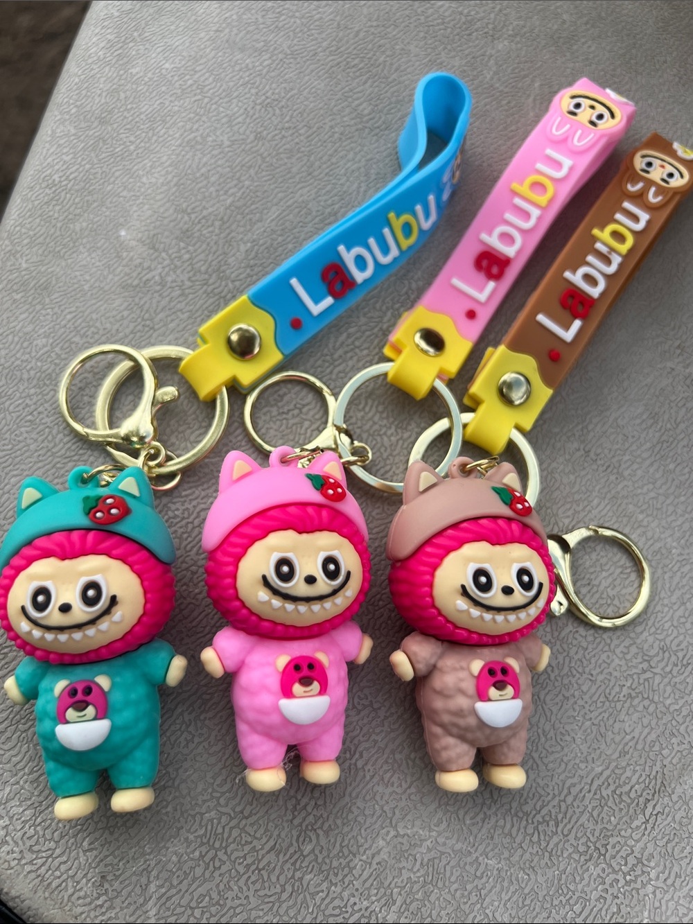 Kids labubu Keychain Toy - Pink, Teal, Brown